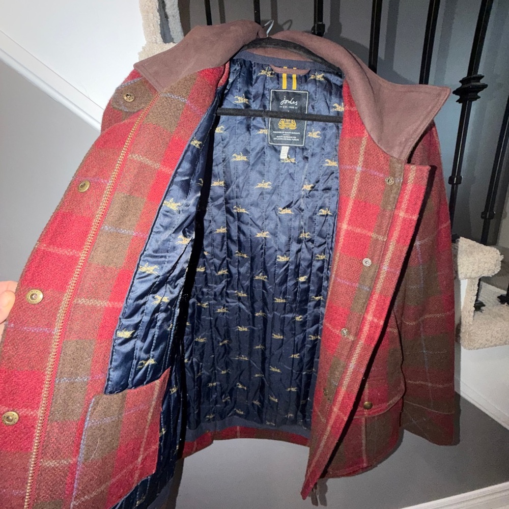 Joules Women's Red Field-coat Plaid  Jacket - Picture 5 of 8